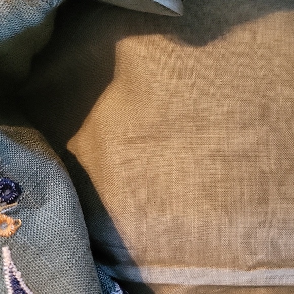 Blue Rain Embroidered Boho Linen Hippy Button Skirt Size Large - Picture 4 of 6